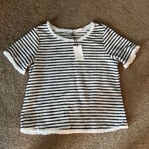 Brand new, navy and white stripped short sleeve top, size medium
